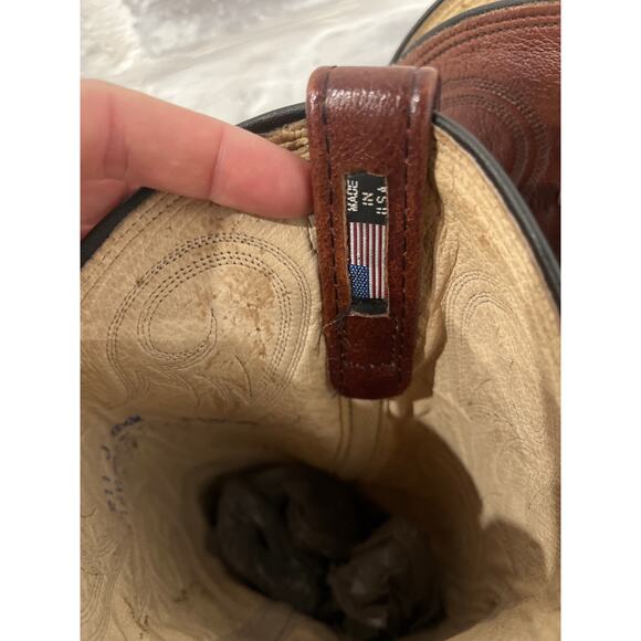 Dan Post Men Sz 8.5 Brown Black Cherry Leather Western Cowboy Riding Rodeo Boots main image 10
